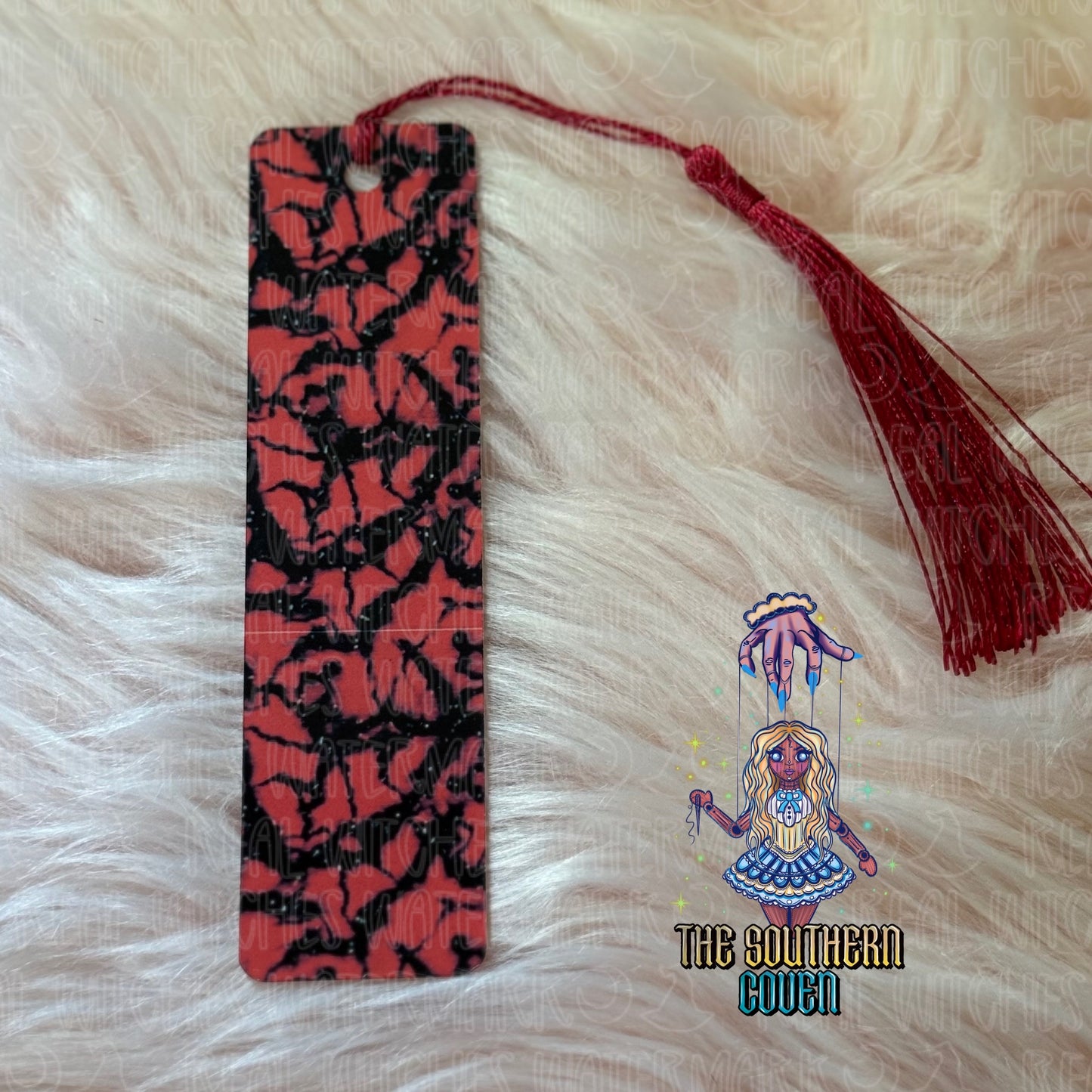 Bookmark - Black Red Marble