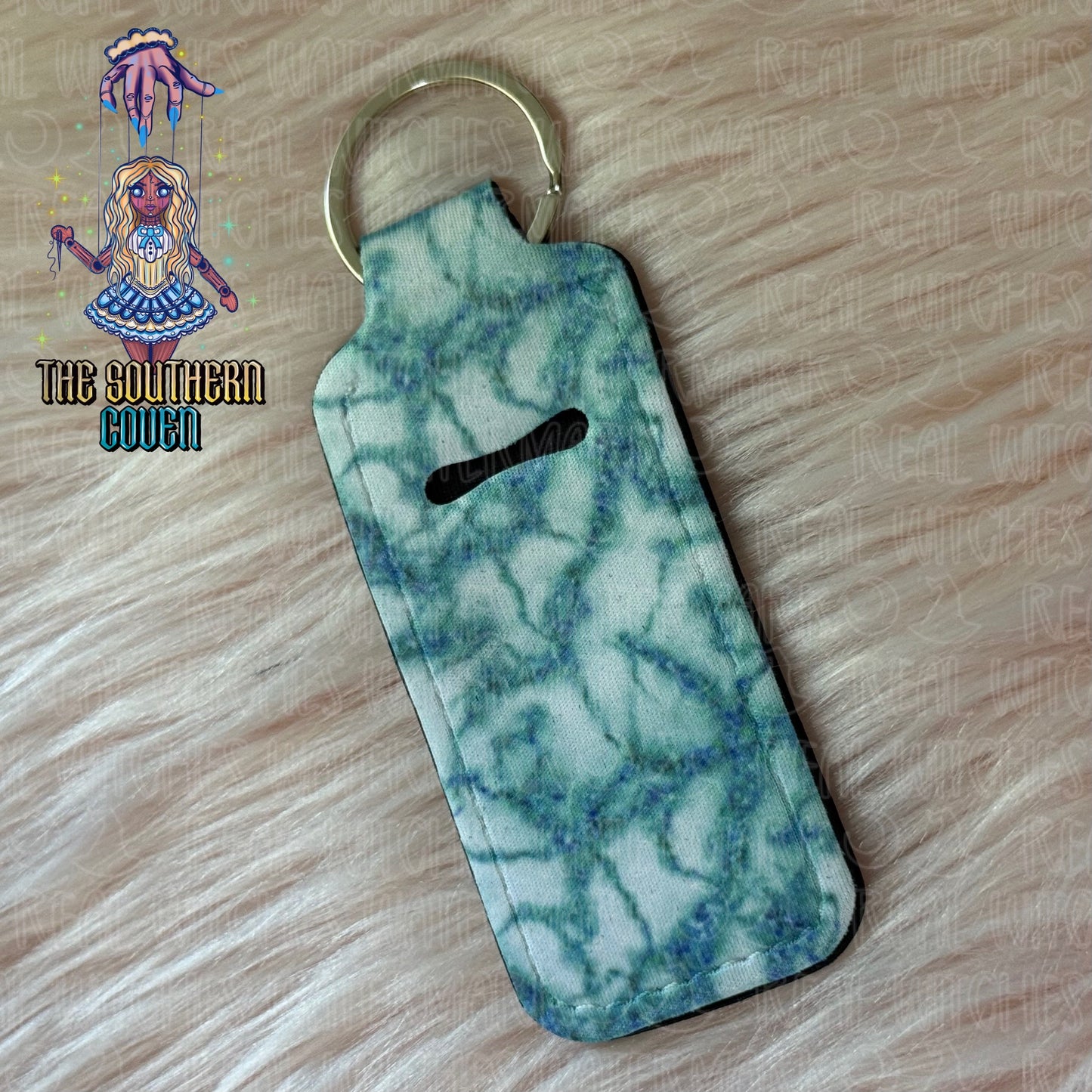 Chapstick Holder - Teal White Marble