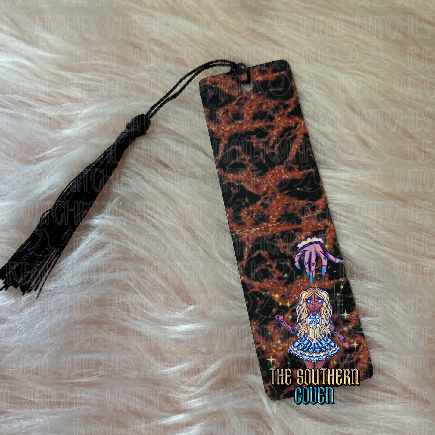 Bookmark - Orange Black Marble