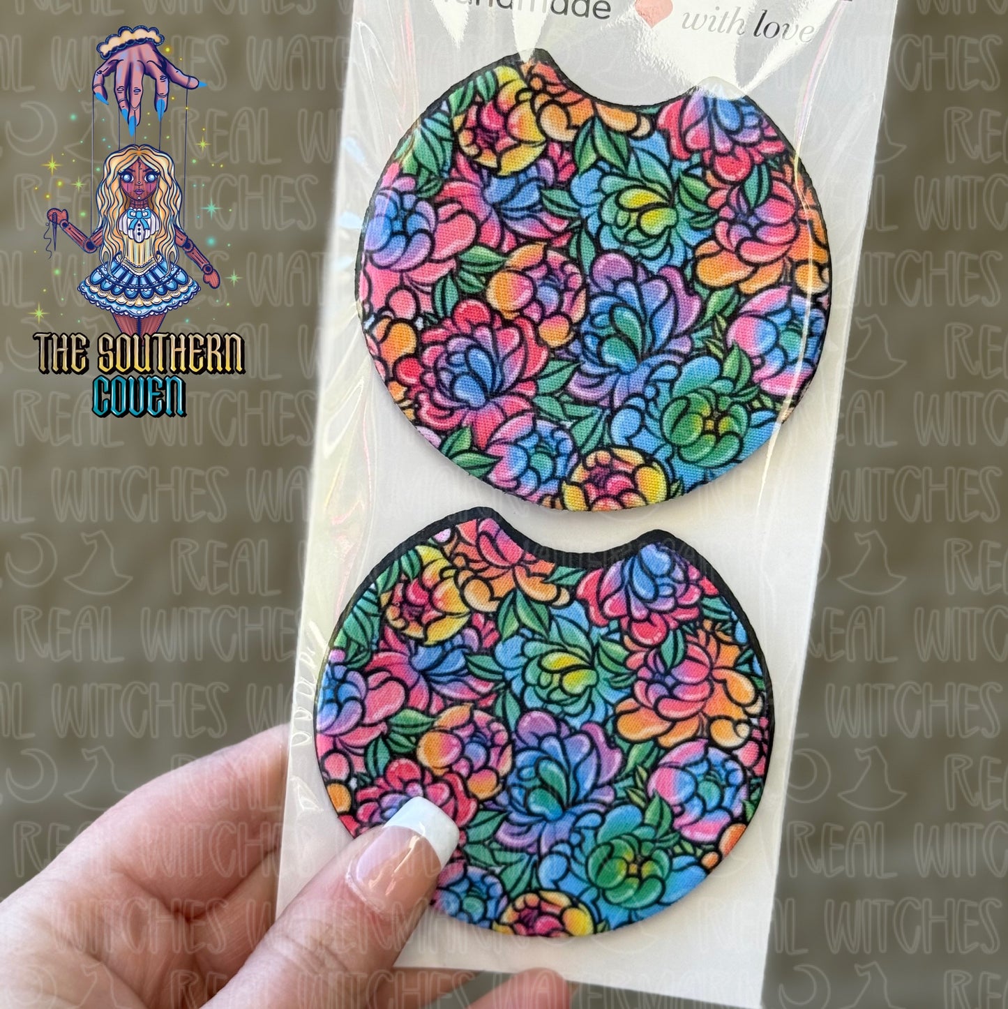 Car Coasters - Neon Jelly Floral