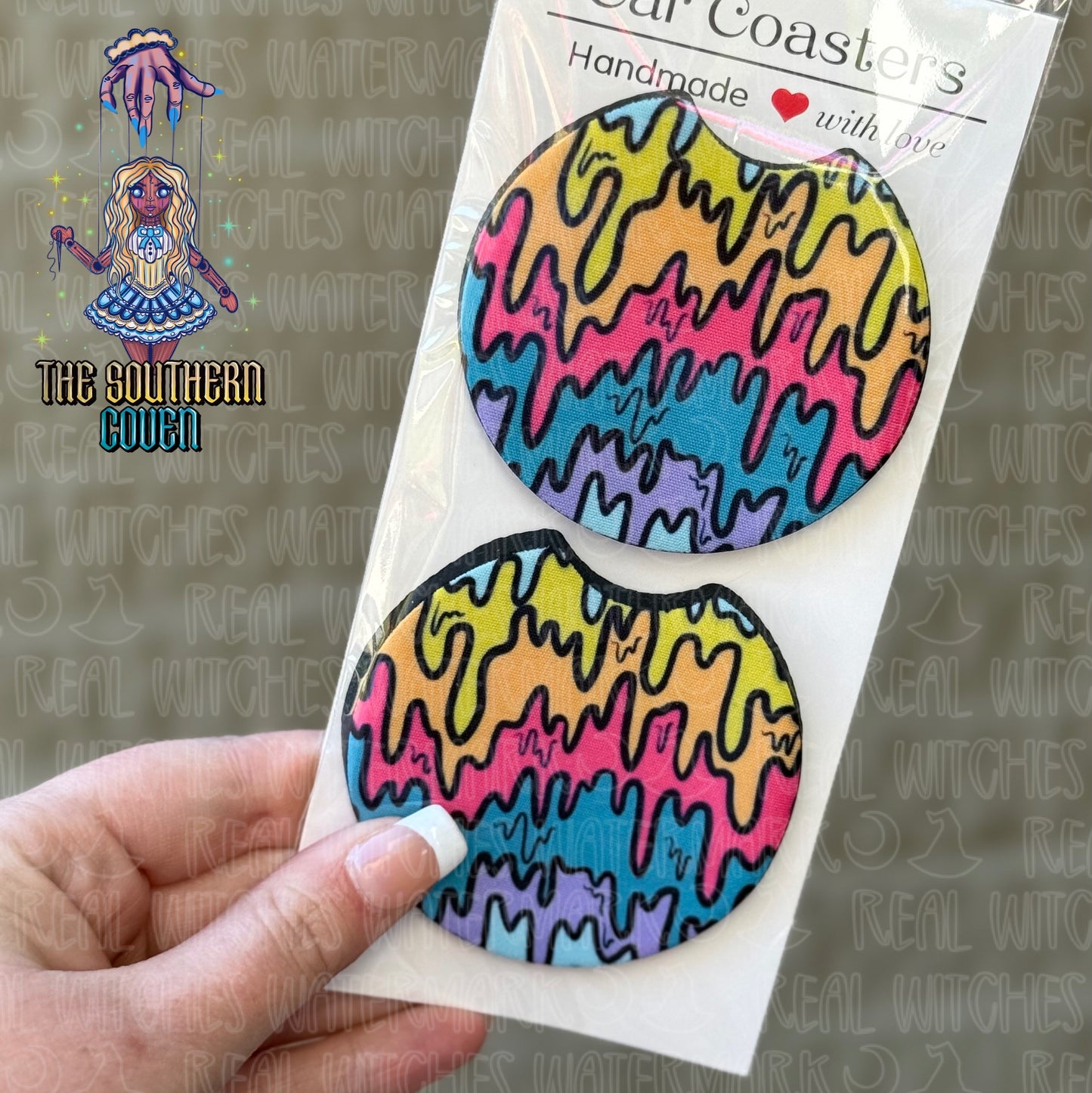 Car Coasters - Colorful Drip