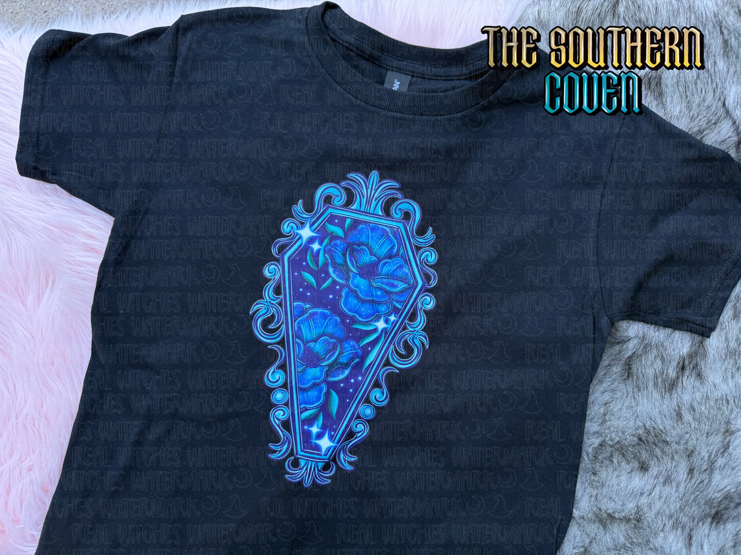 Blue Floral Coffin - Short Sleeve Shirt