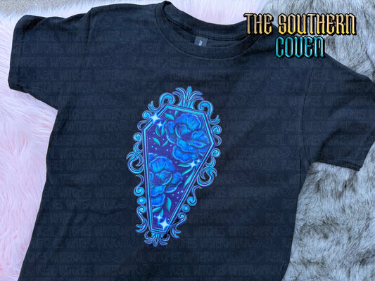 Blue Floral Coffin - Youth Short Sleeve