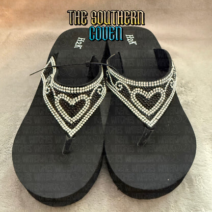 2" Wedge Sandal - Jeweled Heart