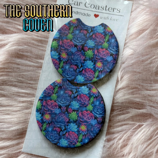 Car Coasters - Neon Succulents