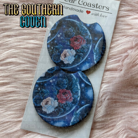 Car Coasters - Floral Moon