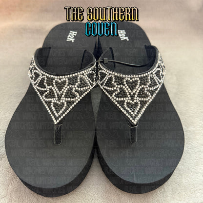 2" Wedge Sandal - Jeweled Mini Heart