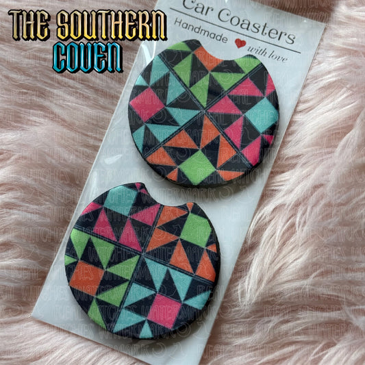 Car Coasters - Neon Quilt