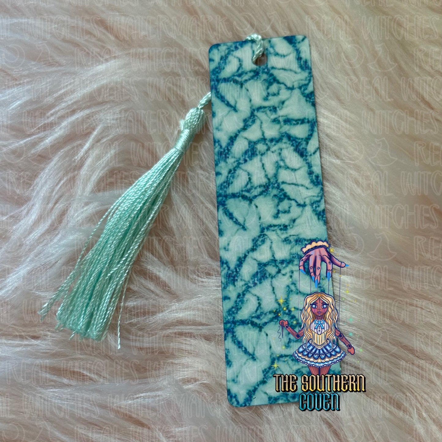 Bookmark - Teal White Marble