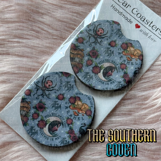 Car Coasters - Snooze Coin Tatts Powder Blue
