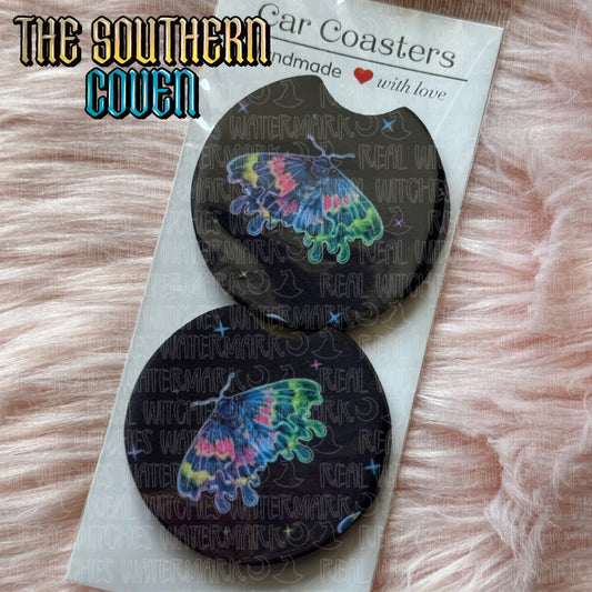 Car Coasters - Neon Moth