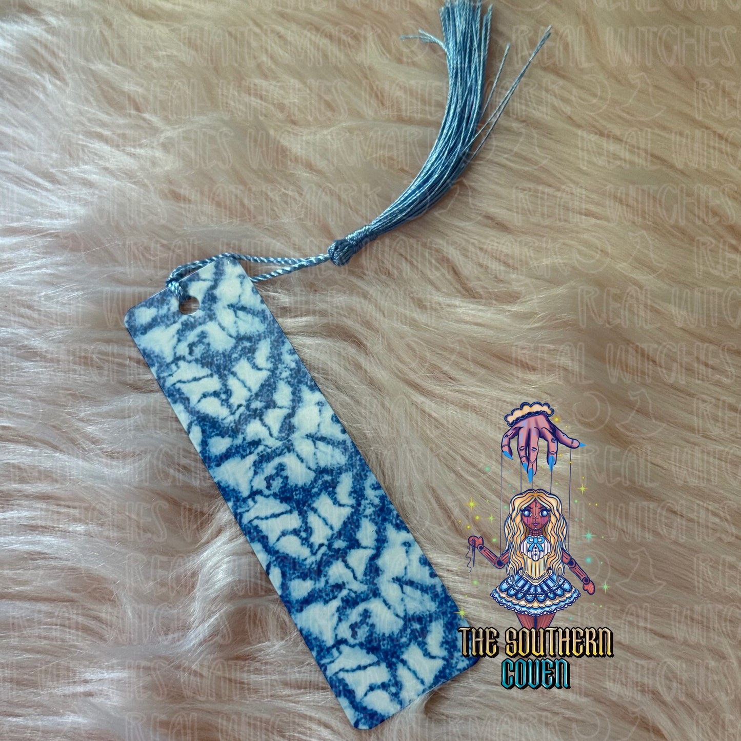 Bookmark - Blue White Marble