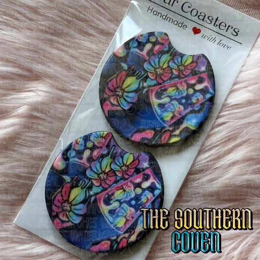 Car Coasters - Lava Lamp Floral