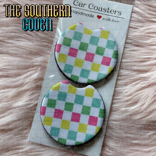Car Coasters - Summer Checkers