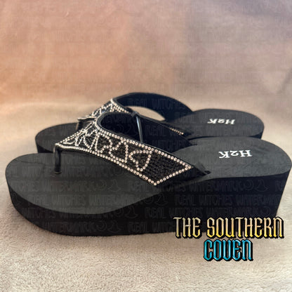 2" Wedge Sandal - Jeweled Mini Heart