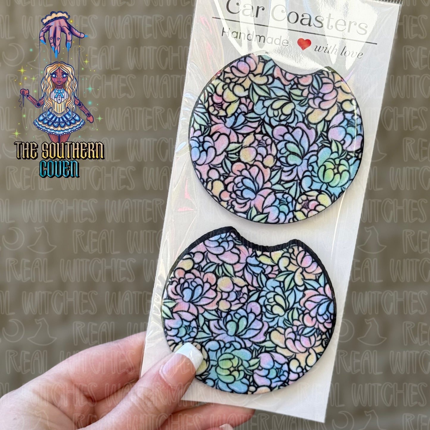 Car Coasters - Pastel Jelly Floral