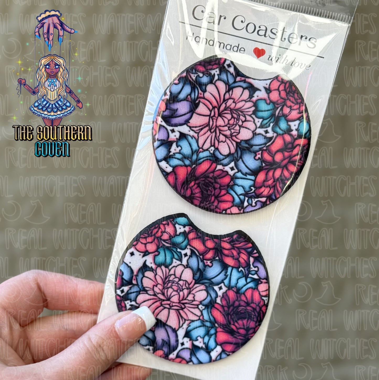 Car Coasters - Pink Floral