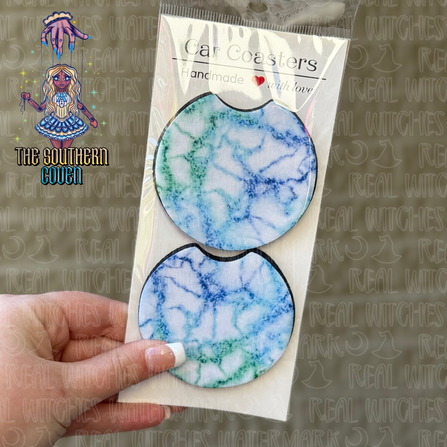 Car Coasters - Blue Green Marble