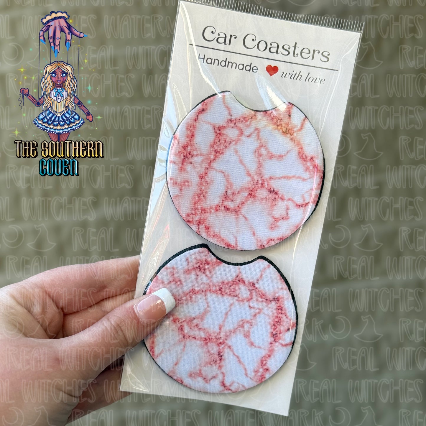 Car Coasters - Pink Marble